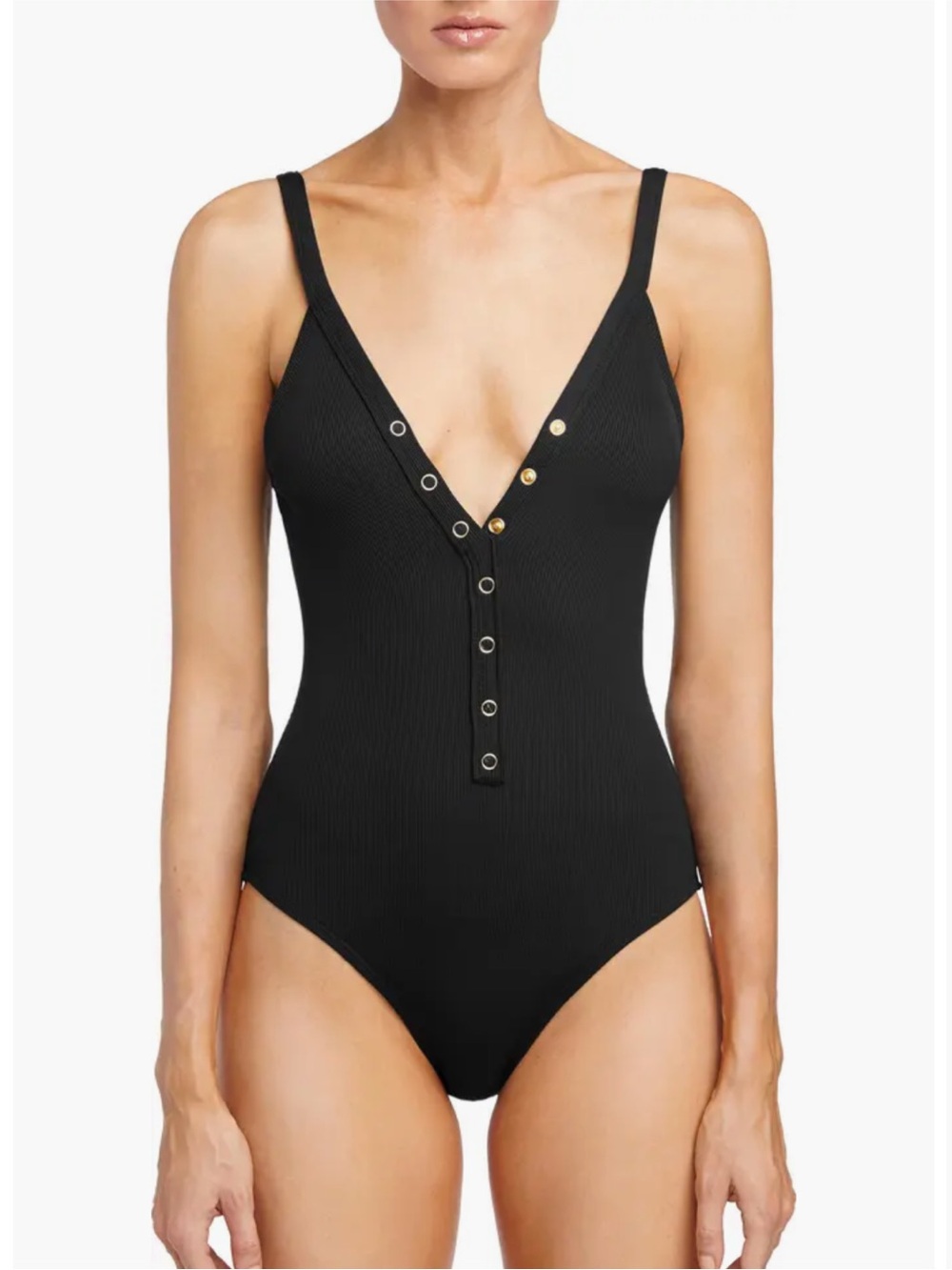 Robin Piccone Amy V Neck Snap One Piece Swimsuit Size 6
